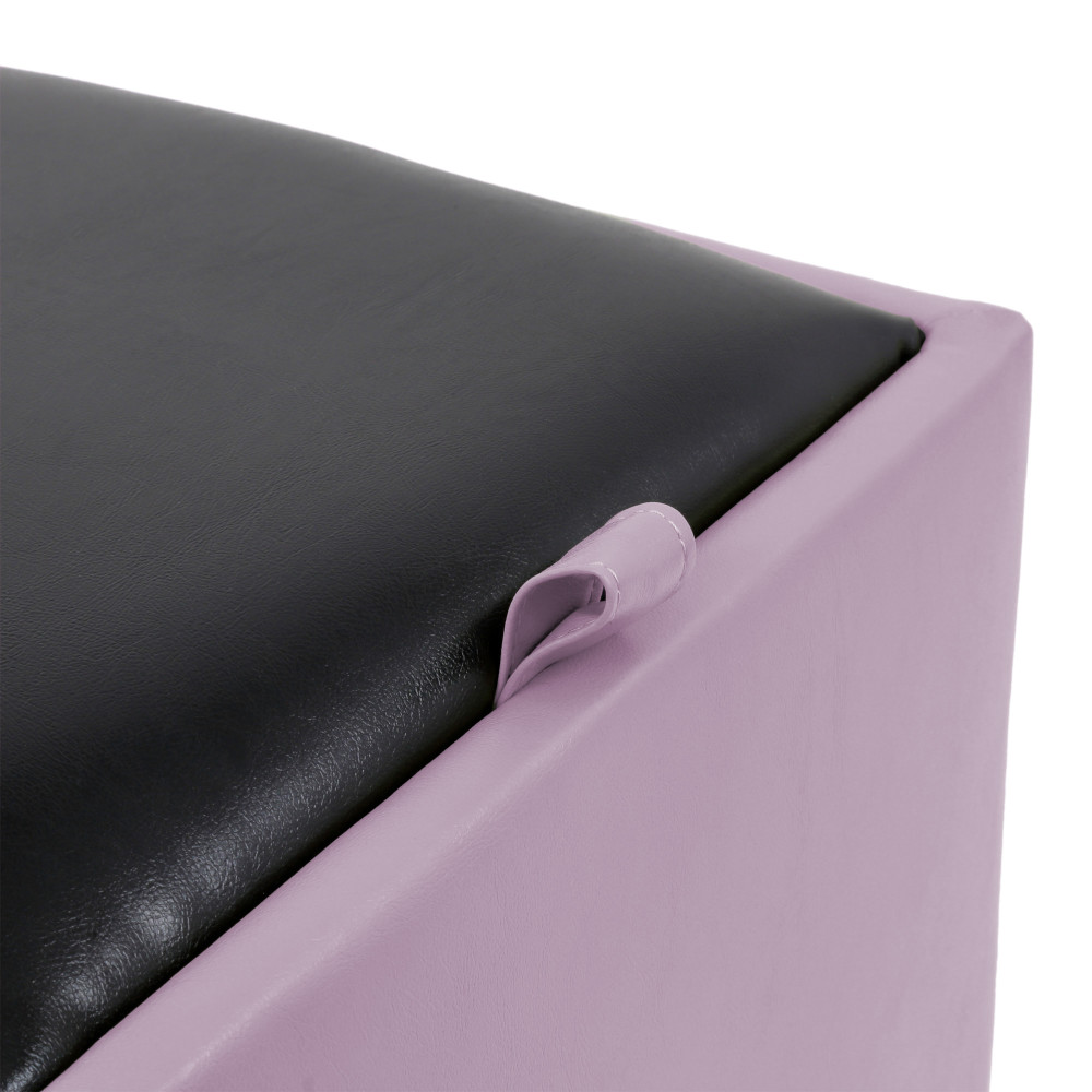 Taburet Box - imitatie piele mov/negru - 21897/21901 Taburet Box - imitatie piele mov/negru - 21897/21901