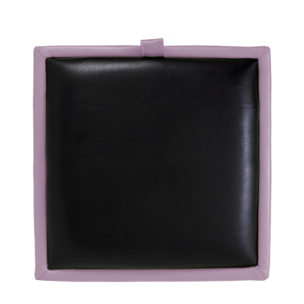 Taburet Box - imitatie piele mov/negru - 21897/21901 Taburet Box - imitatie piele mov/negru - 21897/21901