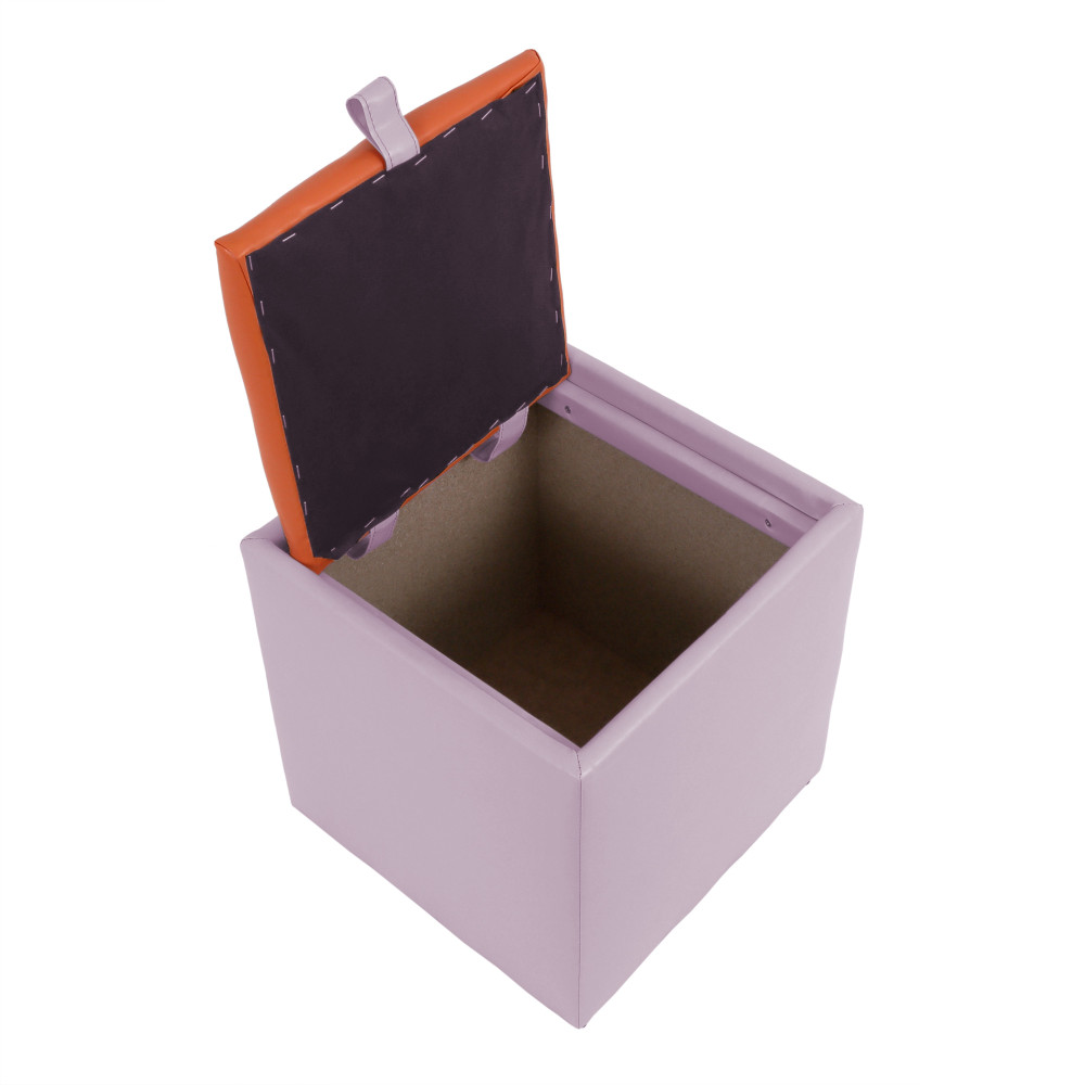 Taburet Box - imitatie piele mov/portocaliu - 21897/21895 Taburet Box - imitatie piele mov/portocaliu - 21897/21895