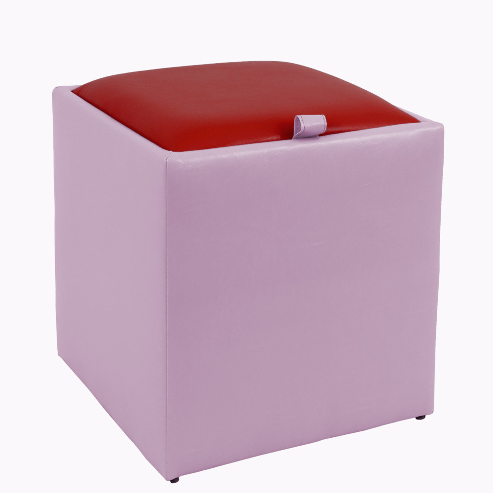 Taburet Box - imitatie piele mov/rosu - 21897/21900 Taburet Box - imitatie piele mov/rosu - 21897/21900