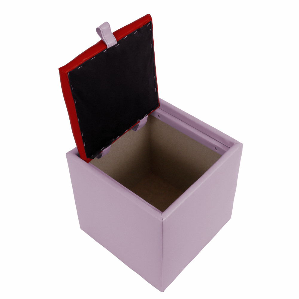 Taburet Box - imitatie piele mov/rosu - 21897/21900 Taburet Box - imitatie piele mov/rosu - 21897/21900
