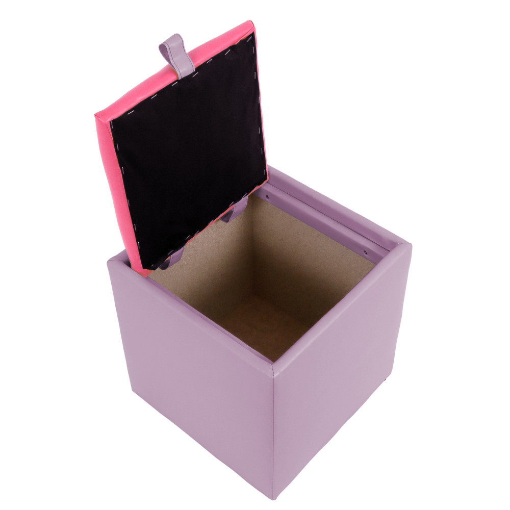 Taburet Box - imitatie piele mov/roz - 21897/21896 Taburet Box - imitatie piele mov/roz - 21897/21896