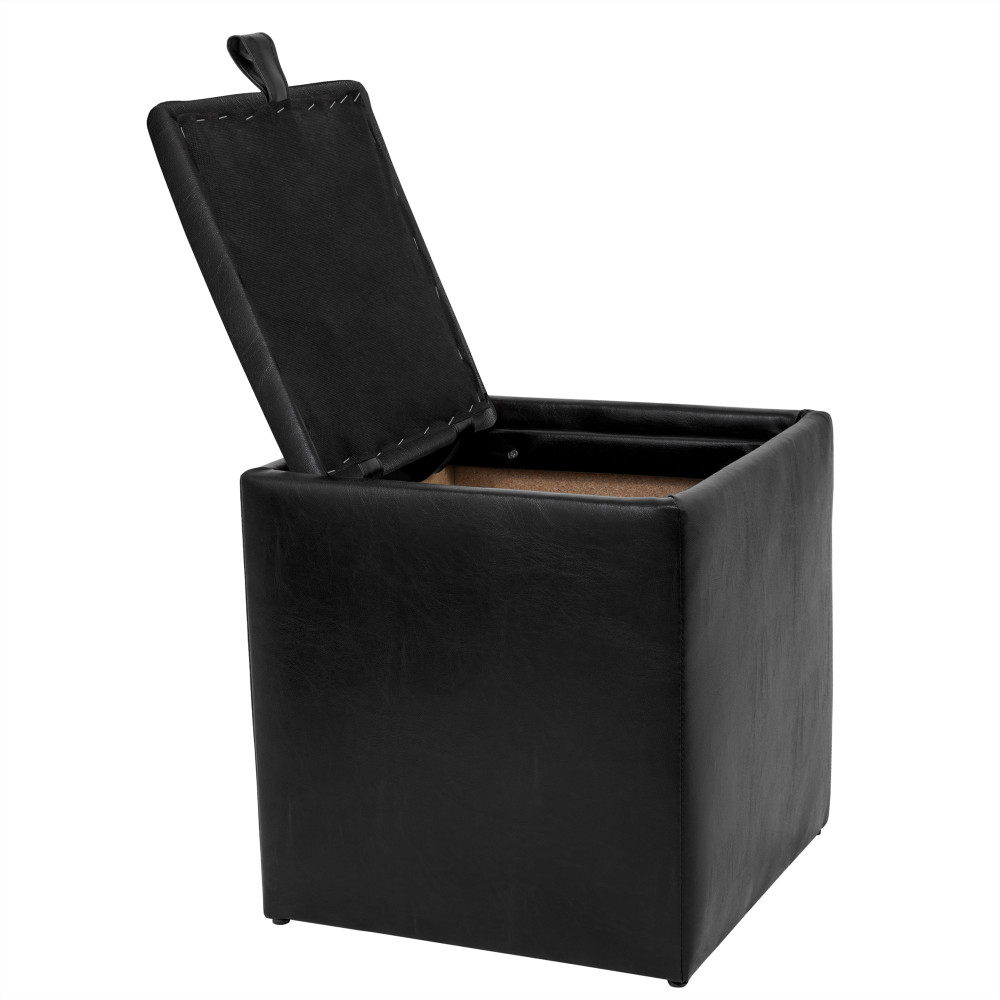 Taburet Box - imitatie piele negru - 21901 Taburet Box - imitatie piele negru - 21901