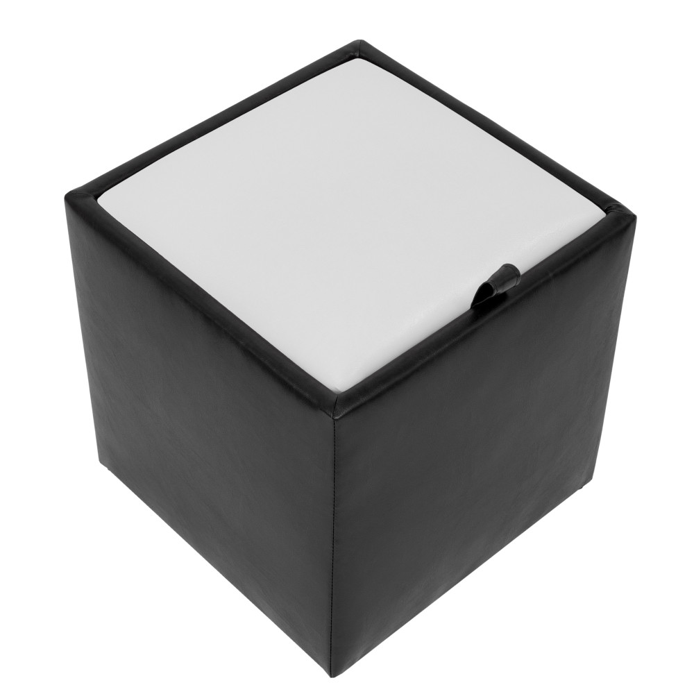 Taburet Box - imitatie piele negru/alb - 21901/21894 Taburet Box - imitatie piele negru/alb - 21901/21894