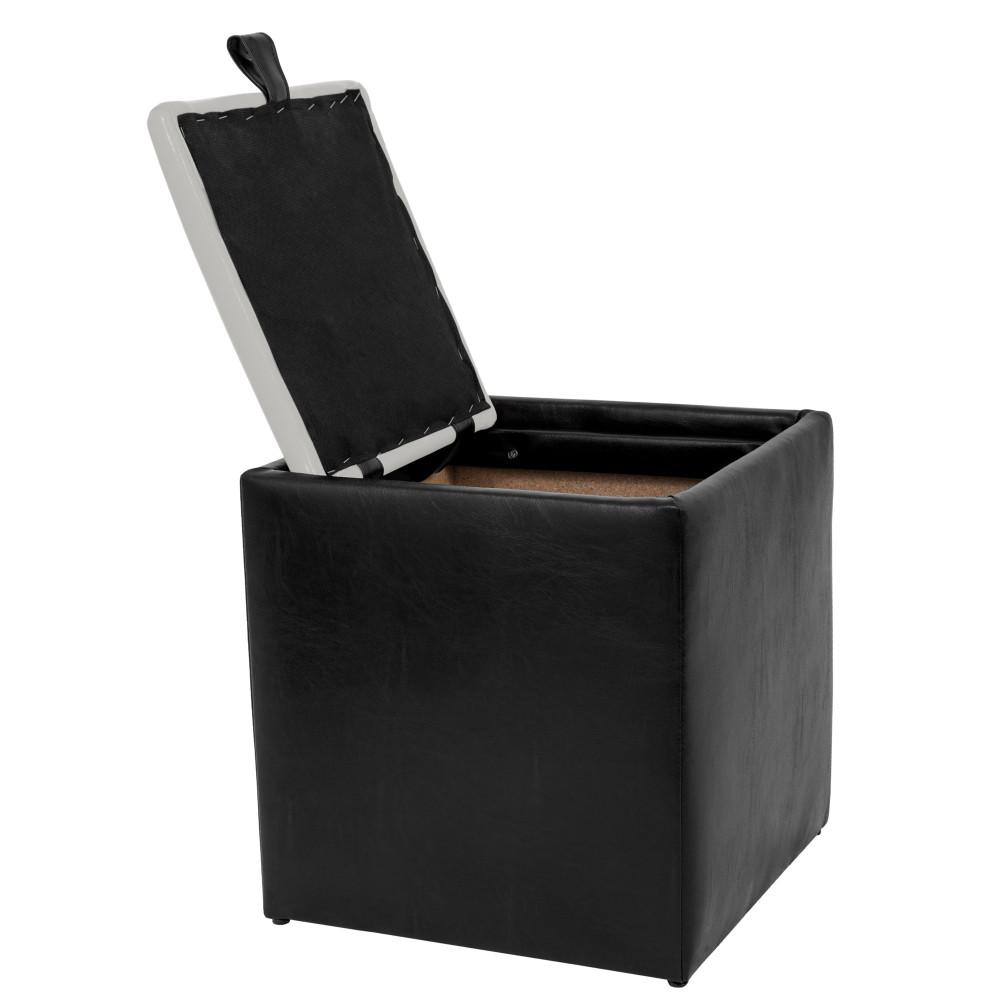 Taburet Box - imitatie piele negru/alb - 21901/21894 Taburet Box - imitatie piele negru/alb - 21901/21894