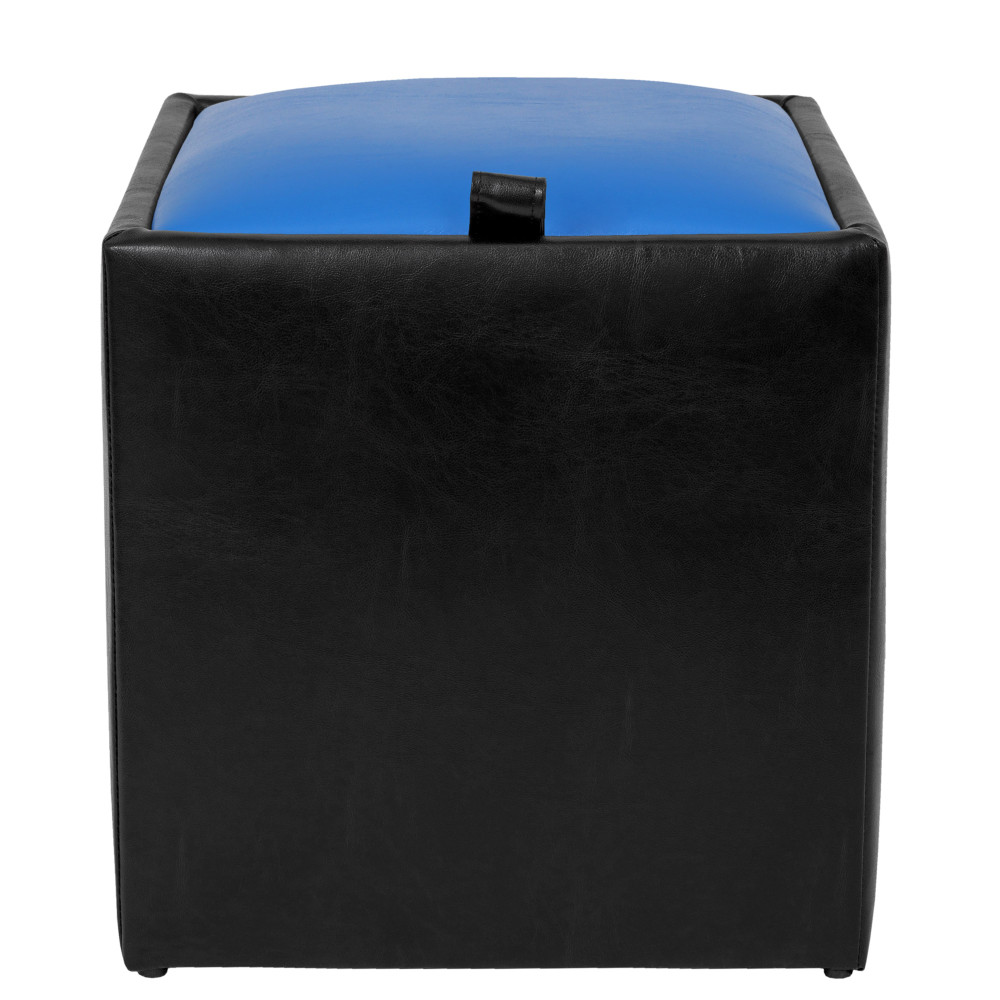 Taburet Box - imitatie piele negru/albastru - 21901/21898 Taburet Box - imitatie piele negru/albastru - 21901/21898