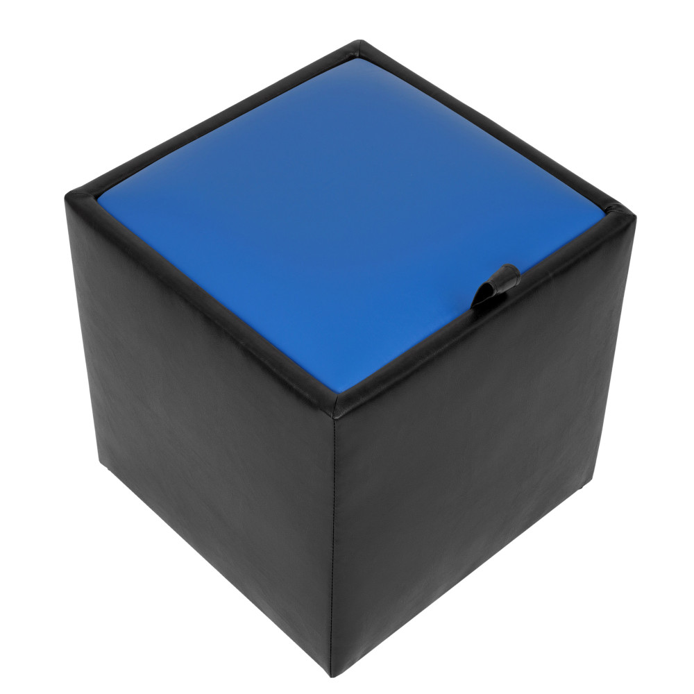 Taburet Box - imitatie piele negru/albastru - 21901/21898 Taburet Box - imitatie piele negru/albastru - 21901/21898