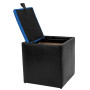 Taburet Box - imitatie piele negru/albastru - 21901/21898 Taburet Box - imitatie piele negru/albastru - 21901/21898