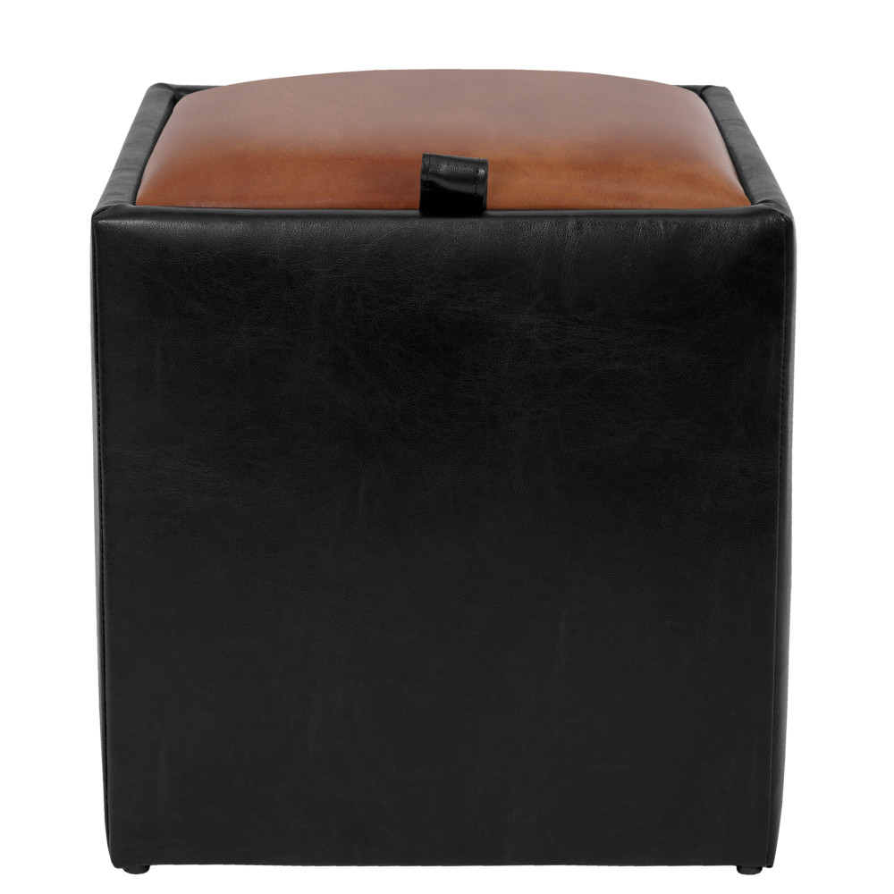 Taburet Box - imitatie piele negru/coniac - 21901/8070 Taburet Box - imitatie piele negru/coniac - 21901/8070