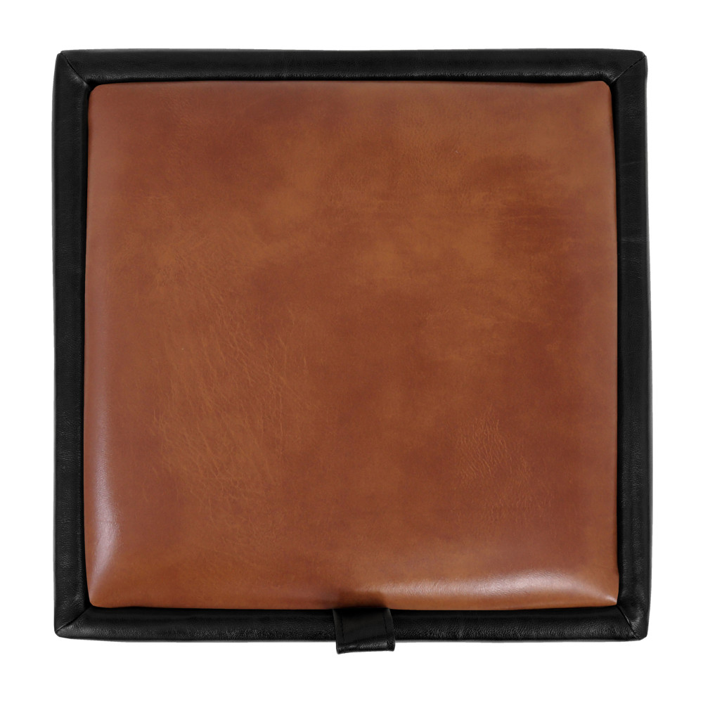 Taburet Box - imitatie piele negru/coniac - 21901/8070 Taburet Box - imitatie piele negru/coniac - 21901/8070