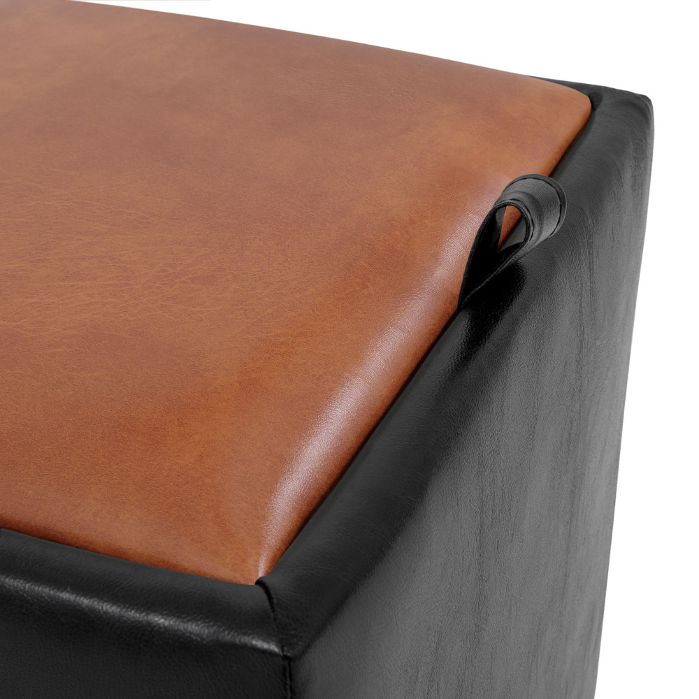 Taburet Box - imitatie piele negru/coniac - 21901/8070 Taburet Box - imitatie piele negru/coniac - 21901/8070