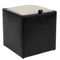 Taburet Box - imitatie piele negru/crem - 21901/21834 Taburet Box - imitatie piele negru/crem - 21901/21834