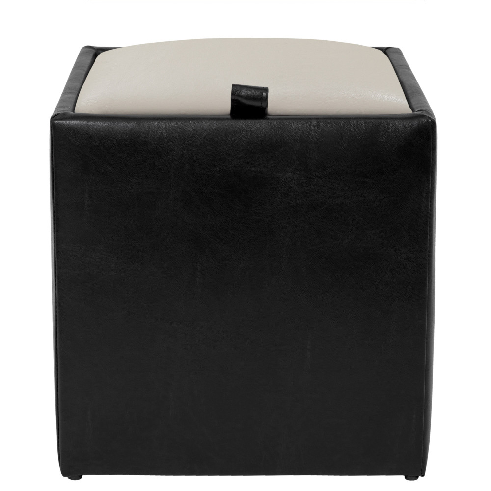 Taburet Box - imitatie piele negru/crem - 21901/21834 Taburet Box - imitatie piele negru/crem - 21901/21834
