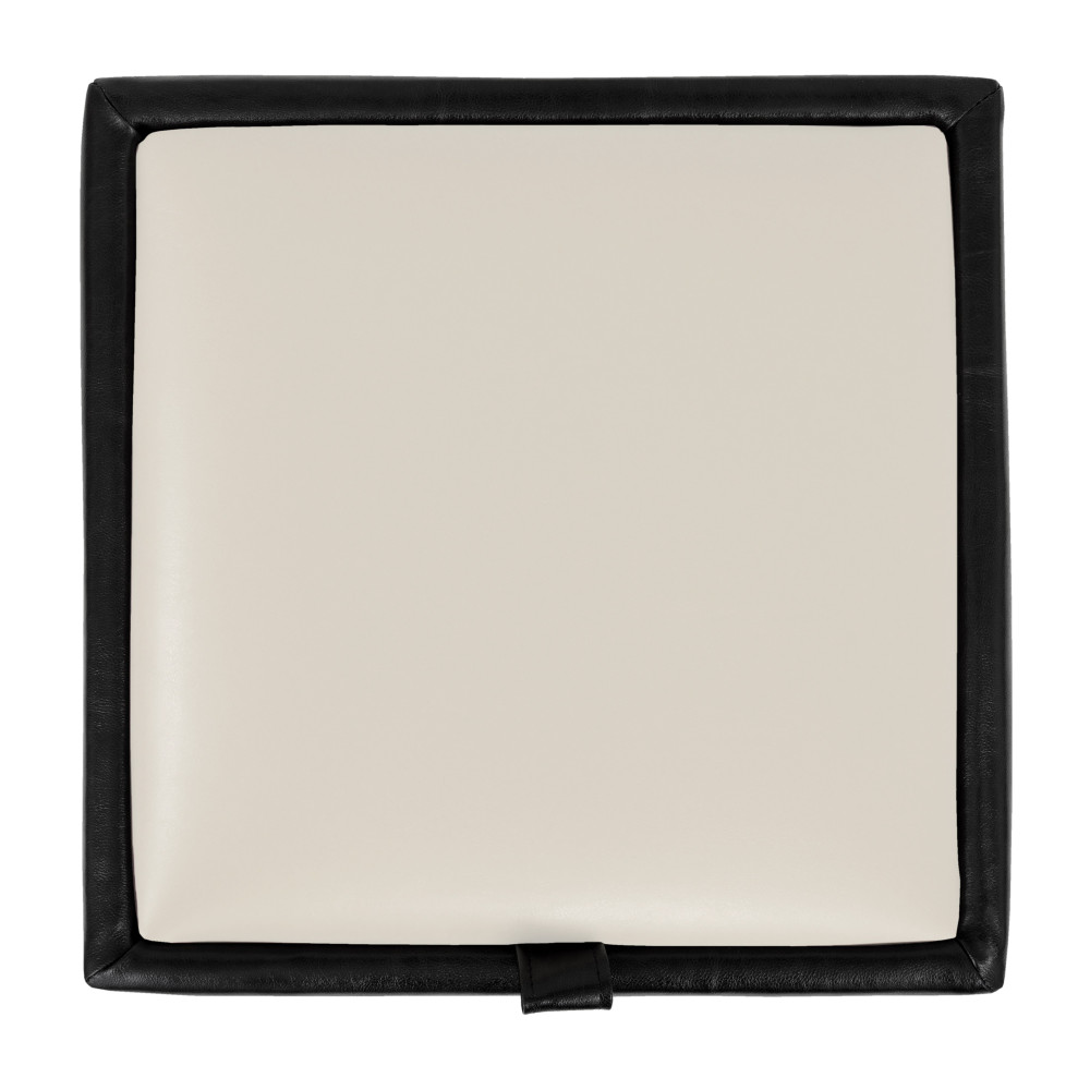 Taburet Box - imitatie piele negru/crem - 21901/21834 Taburet Box - imitatie piele negru/crem - 21901/21834