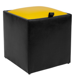Taburet Box - imitatie piele negru/galben - 21901/22168