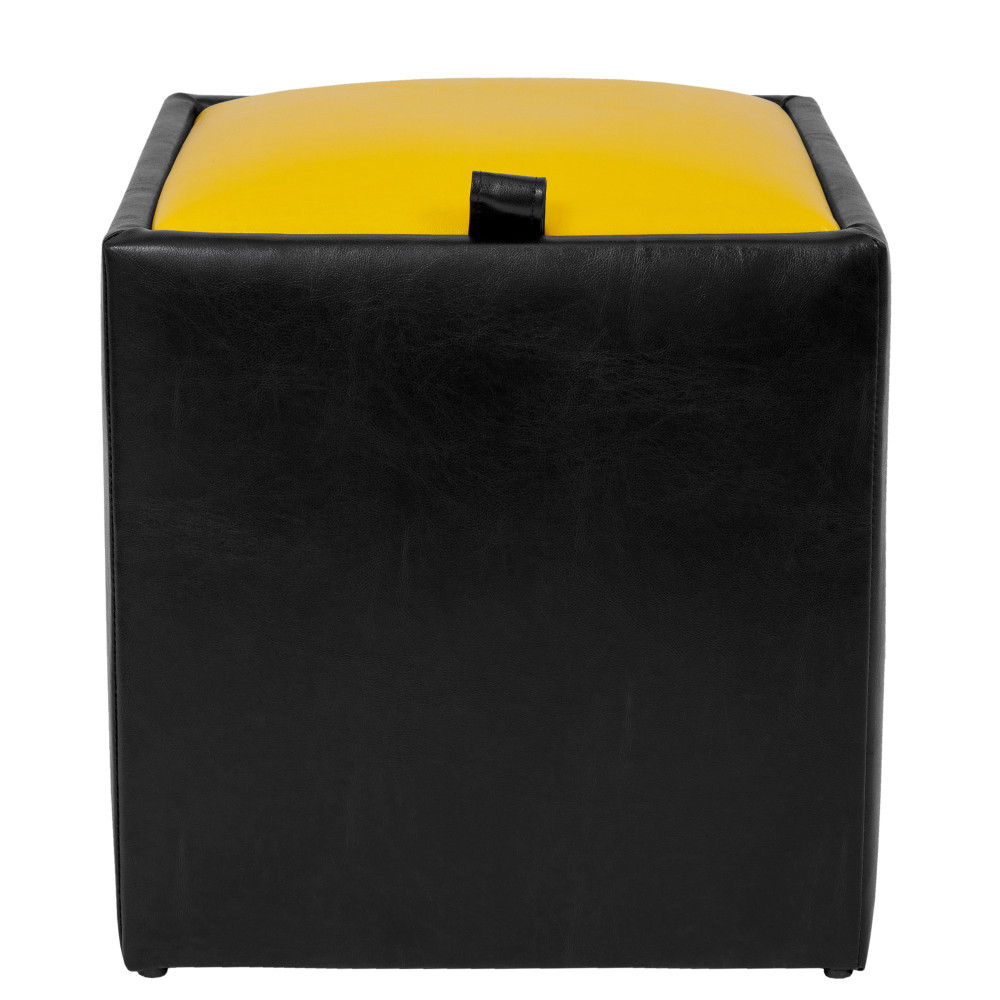 Taburet Box - imitatie piele negru/galben - 21901/22168 Taburet Box - imitatie piele negru/galben - 21901/22168