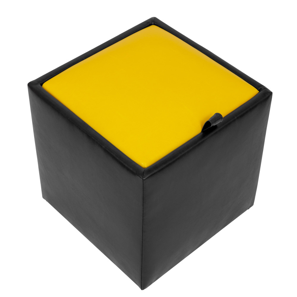Taburet Box - imitatie piele negru/galben - 21901/22168 Taburet Box - imitatie piele negru/galben - 21901/22168