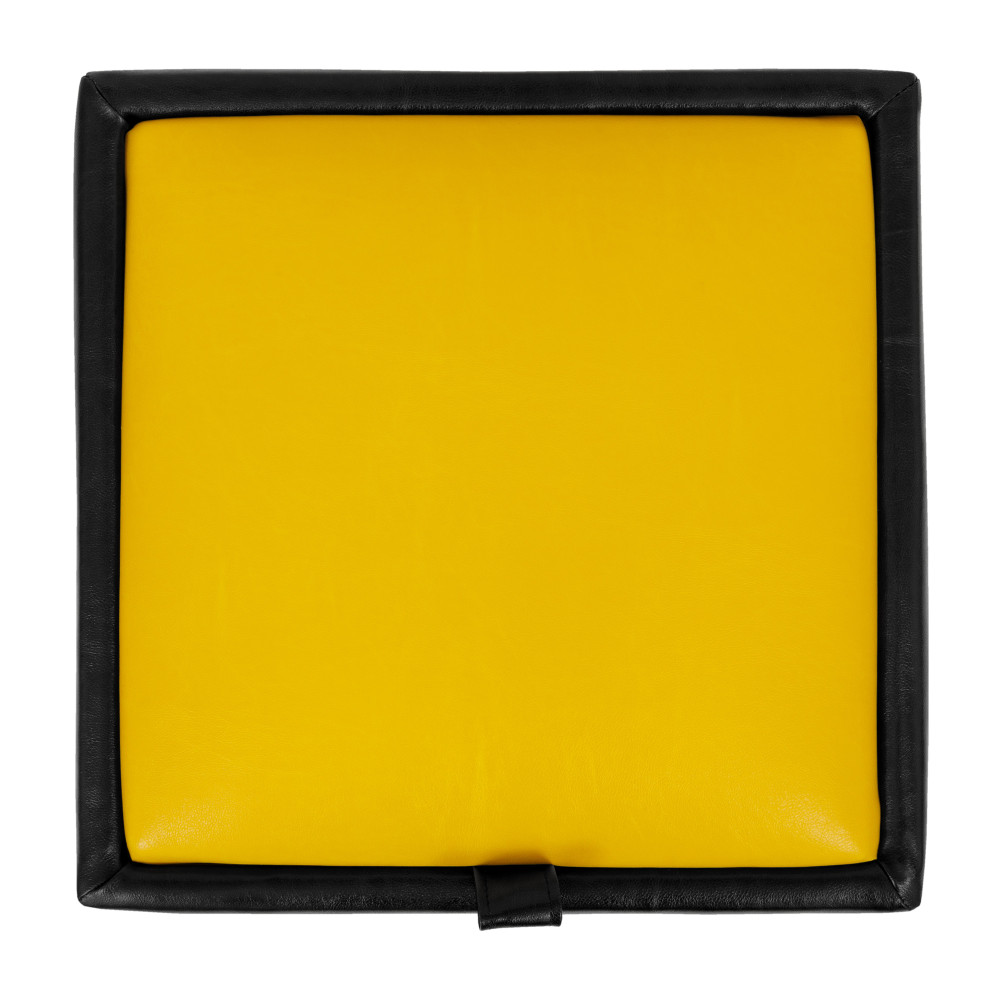 Taburet Box - imitatie piele negru/galben - 21901/22168 Taburet Box - imitatie piele negru/galben - 21901/22168