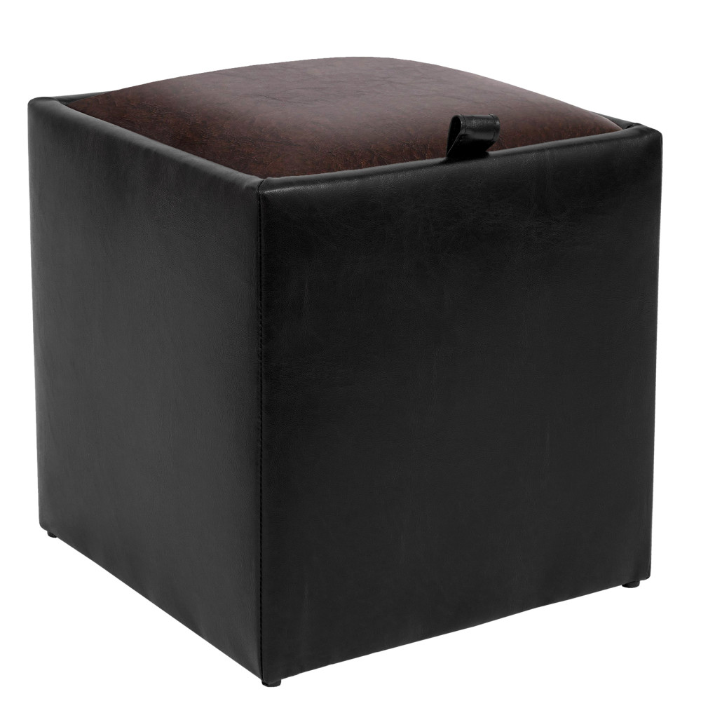 Taburet Box - imitatie piele negru/maro - 21901/15611 Taburet Box - imitatie piele negru/maro - 21901/15611