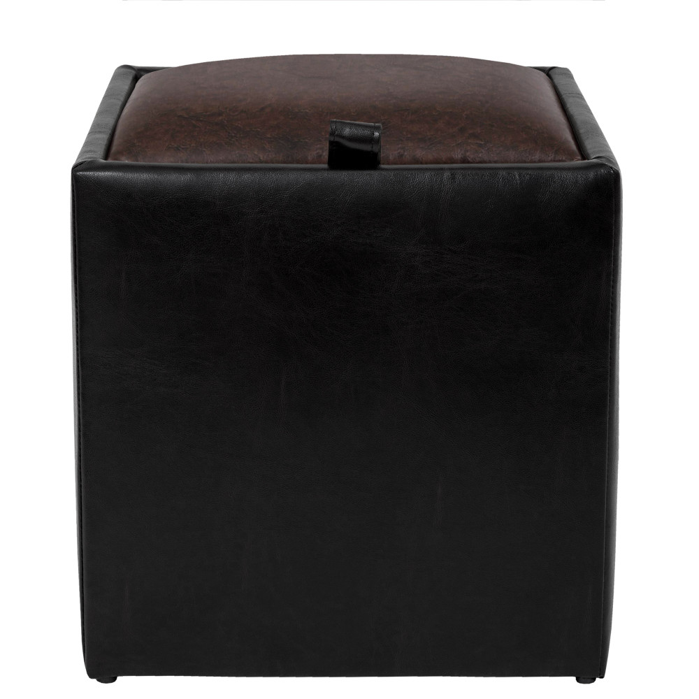 Taburet Box - imitatie piele negru/maro - 21901/15611 Taburet Box - imitatie piele negru/maro - 21901/15611