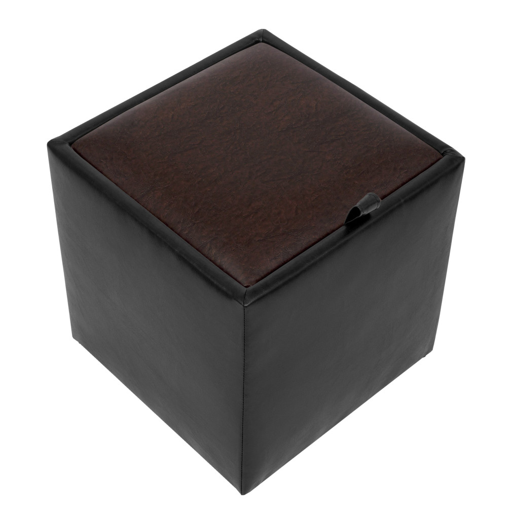Taburet Box - imitatie piele negru/maro - 21901/15611 Taburet Box - imitatie piele negru/maro - 21901/15611