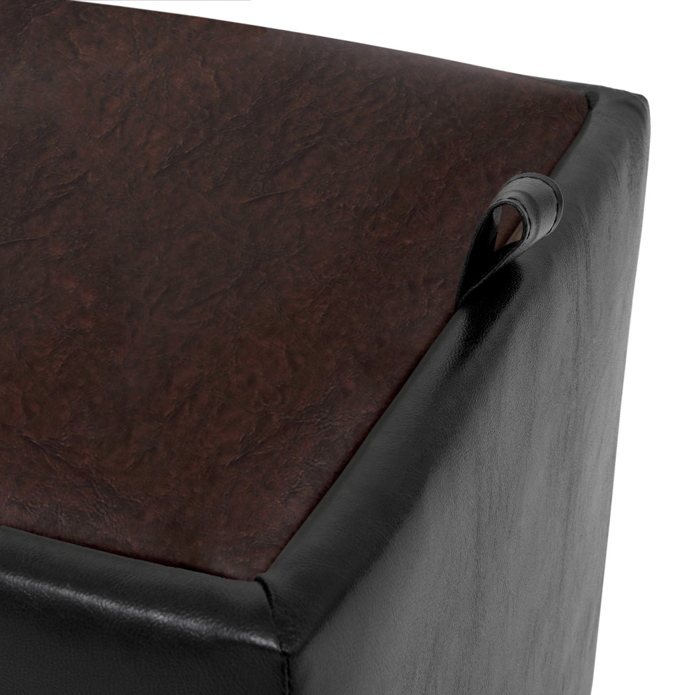 Taburet Box - imitatie piele negru/maro - 21901/15611 Taburet Box - imitatie piele negru/maro - 21901/15611
