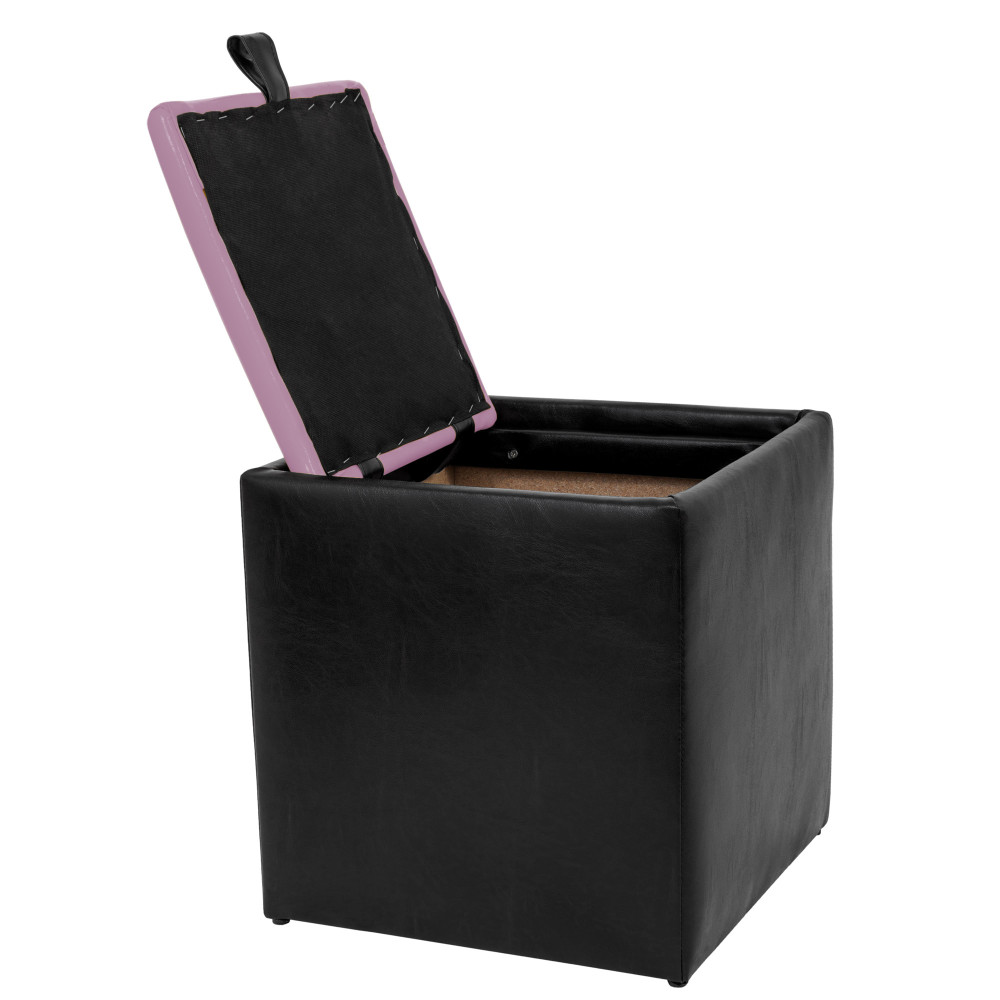 Taburet Box - imitatie piele negru/mov - 21901/21897 Taburet Box - imitatie piele negru/mov - 21901/21897