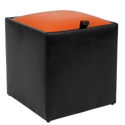 Taburet Box - imitatie piele negru/portocaliu - 21901/21895 Taburet Box - imitatie piele negru/portocaliu - 21901/21895
