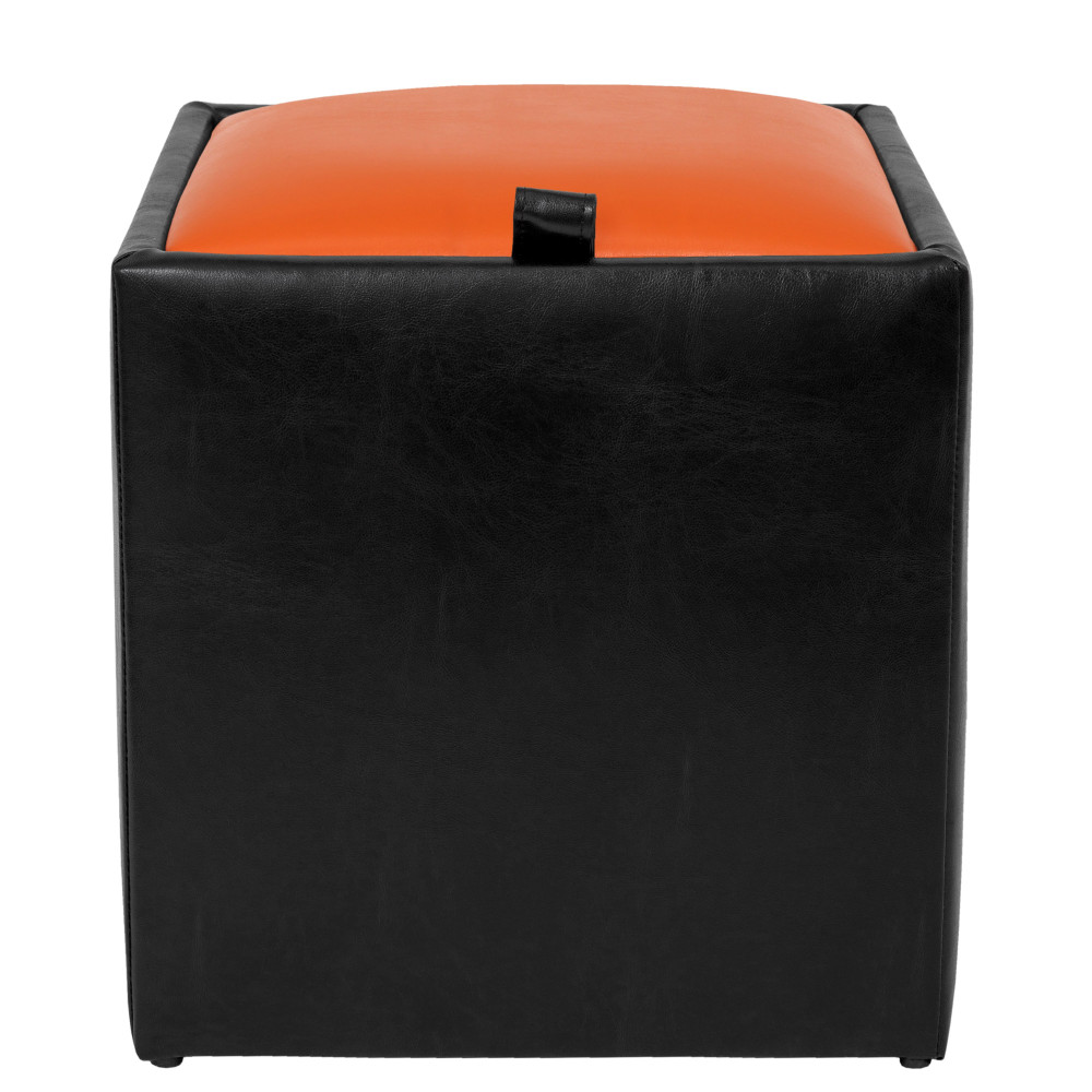 Taburet Box - imitatie piele negru/portocaliu - 21901/21895 Taburet Box - imitatie piele negru/portocaliu - 21901/21895