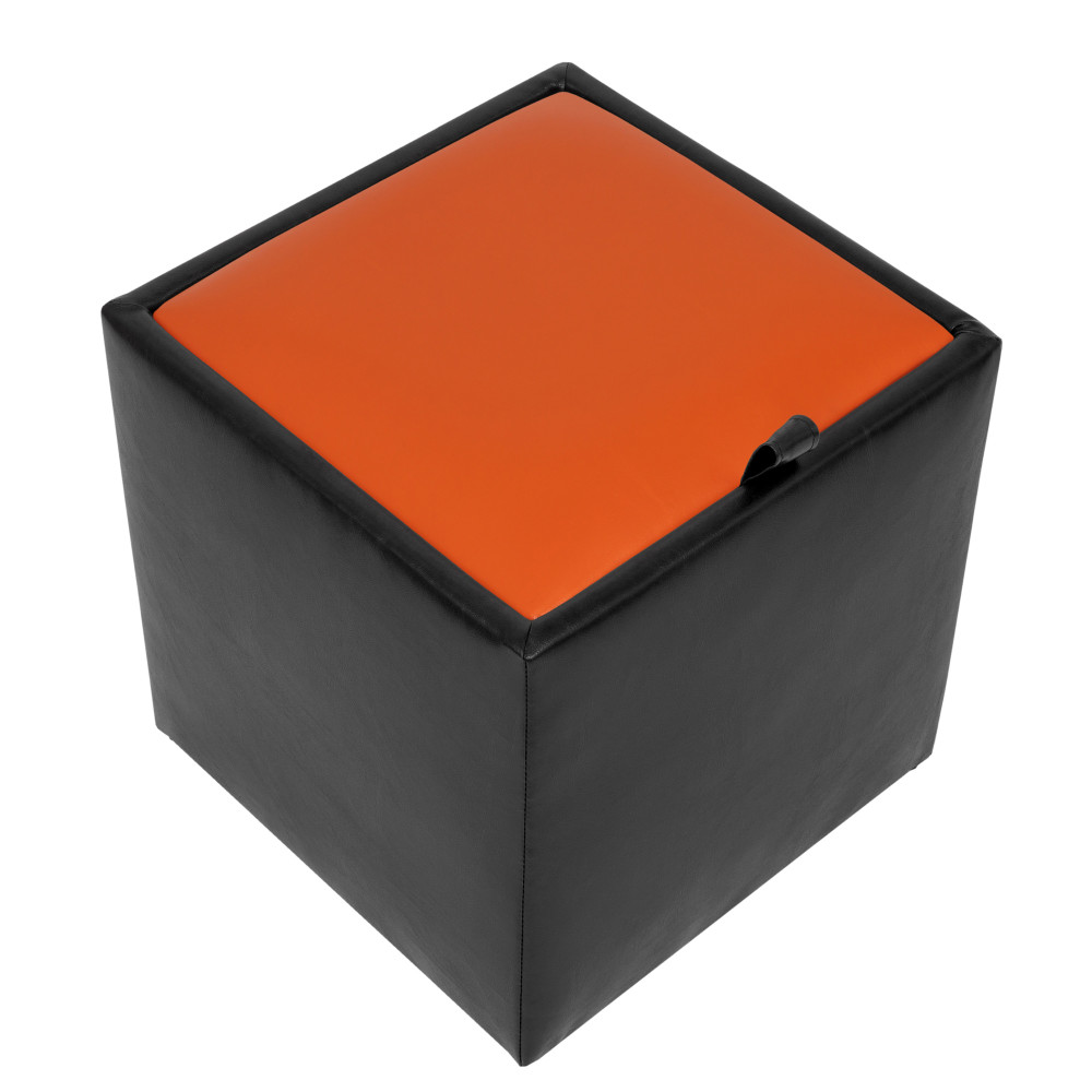 Taburet Box - imitatie piele negru/portocaliu - 21901/21895 Taburet Box - imitatie piele negru/portocaliu - 21901/21895