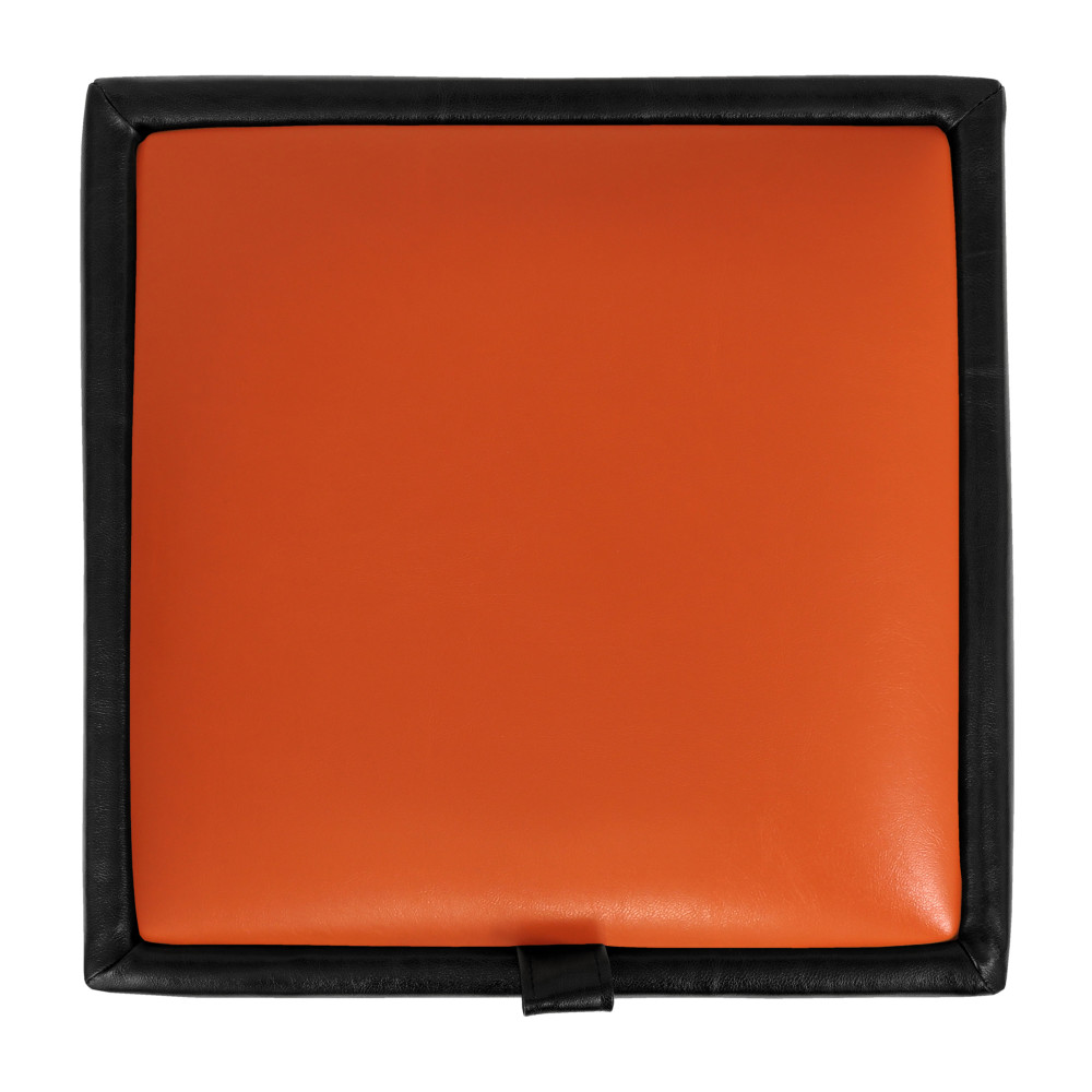 Taburet Box - imitatie piele negru/portocaliu - 21901/21895 Taburet Box - imitatie piele negru/portocaliu - 21901/21895