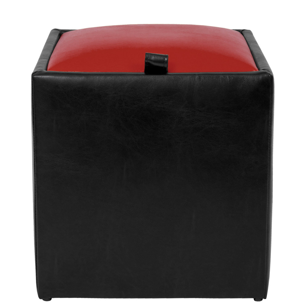 Taburet Box - imitatie piele negru/rosu - 21901/21900 Taburet Box - imitatie piele negru/rosu - 21901/21900