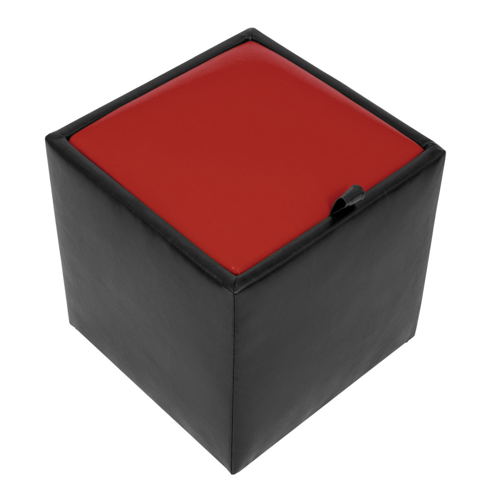 Taburet Box - imitatie piele negru/rosu - 21901/21900 Taburet Box - imitatie piele negru/rosu - 21901/21900