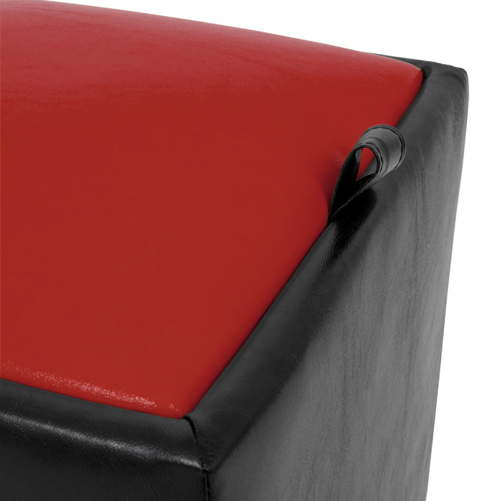 Taburet Box - imitatie piele negru/rosu - 21901/21900 Taburet Box - imitatie piele negru/rosu - 21901/21900