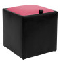 Taburet Box - imitatie piele negru/roz - 21901/21896 Taburet Box - imitatie piele negru/roz - 21901/21896
