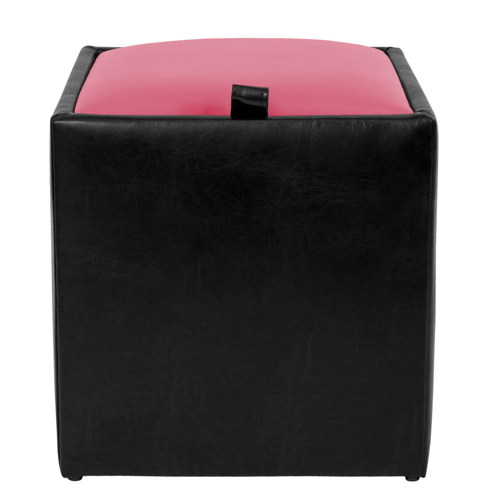 Taburet Box - imitatie piele negru/roz - 21901/21896 Taburet Box - imitatie piele negru/roz - 21901/21896