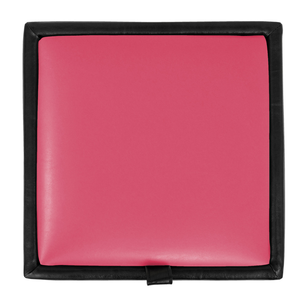 Taburet Box - imitatie piele negru/roz - 21901/21896 Taburet Box - imitatie piele negru/roz - 21901/21896