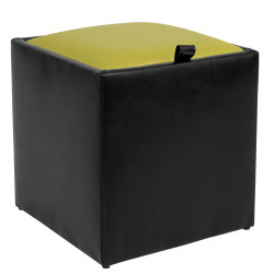 Taburet Box - imitatie piele negru/verde - 21901/21899 Taburet Box - imitatie piele negru/verde - 21901/21899