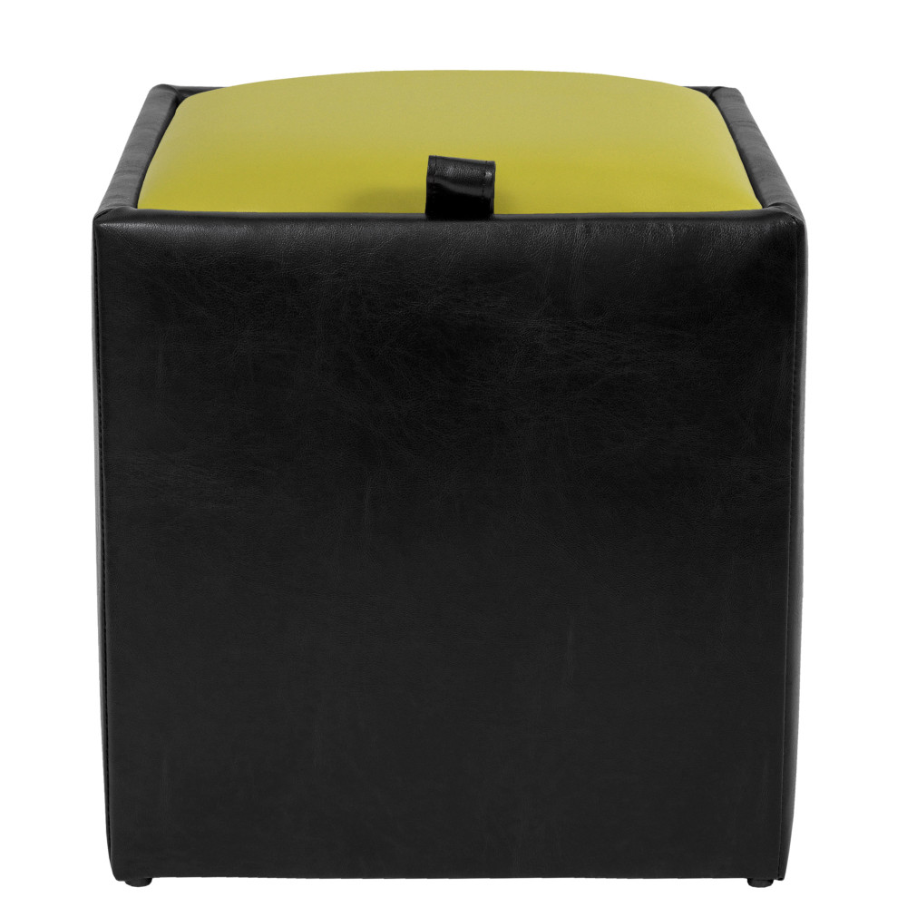 Taburet Box - imitatie piele negru/verde - 21901/21899 Taburet Box - imitatie piele negru/verde - 21901/21899