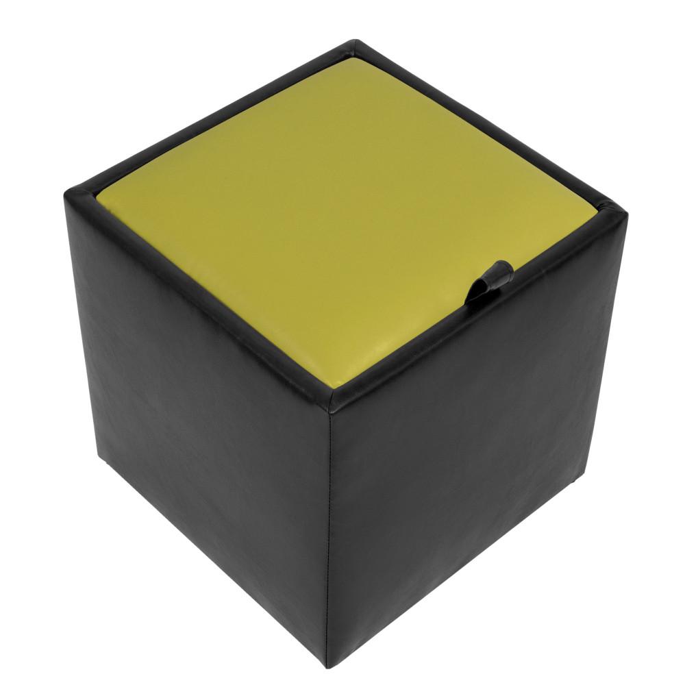 Taburet Box - imitatie piele negru/verde - 21901/21899 Taburet Box - imitatie piele negru/verde - 21901/21899