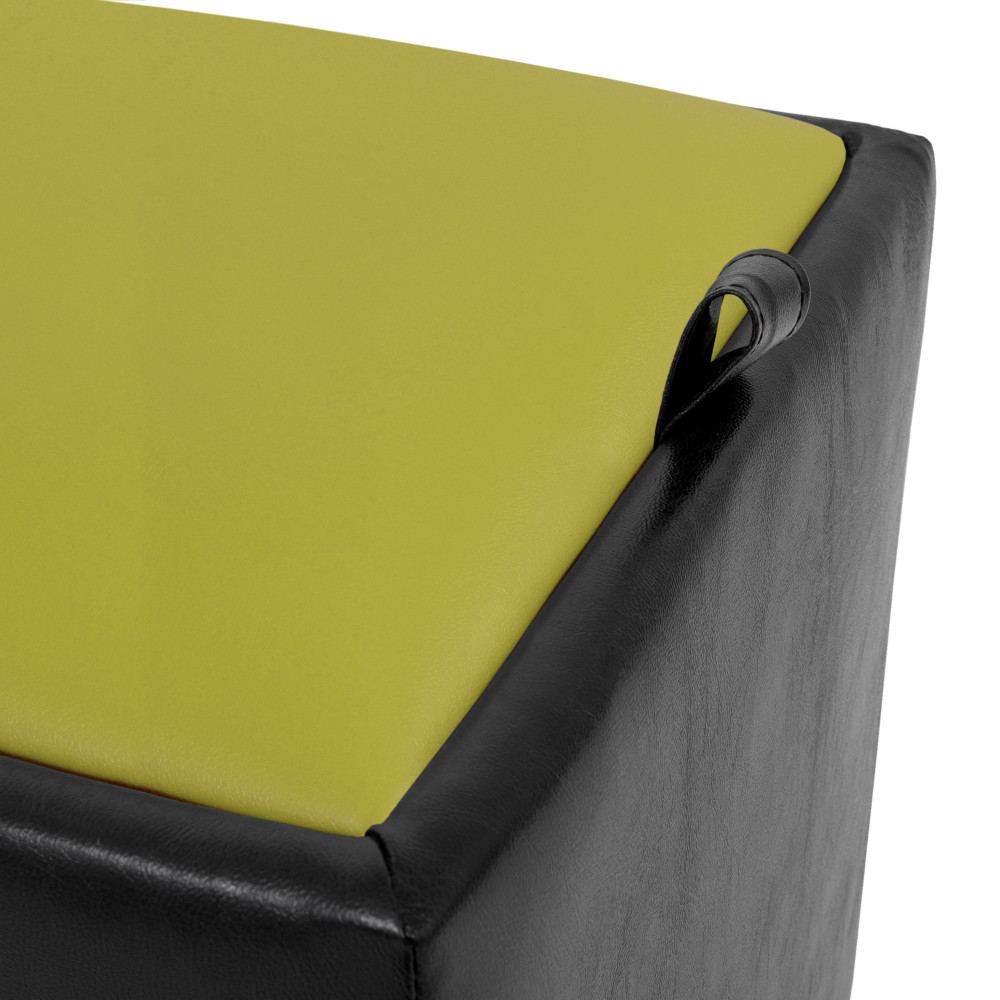 Taburet Box - imitatie piele negru/verde - 21901/21899 Taburet Box - imitatie piele negru/verde - 21901/21899