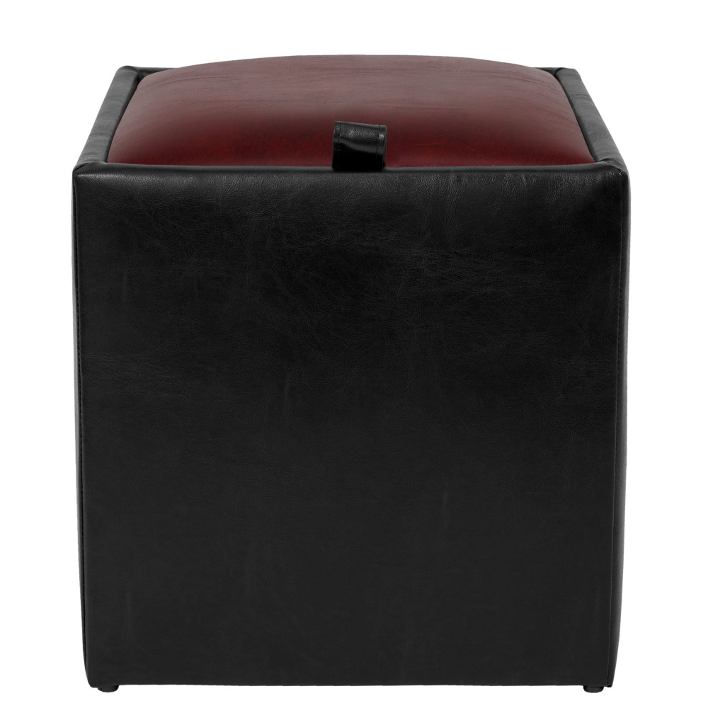 Taburet Box - imitatie piele negru/bordo - 21901/21902 Taburet Box - imitatie piele negru/bordo - 21901/21902