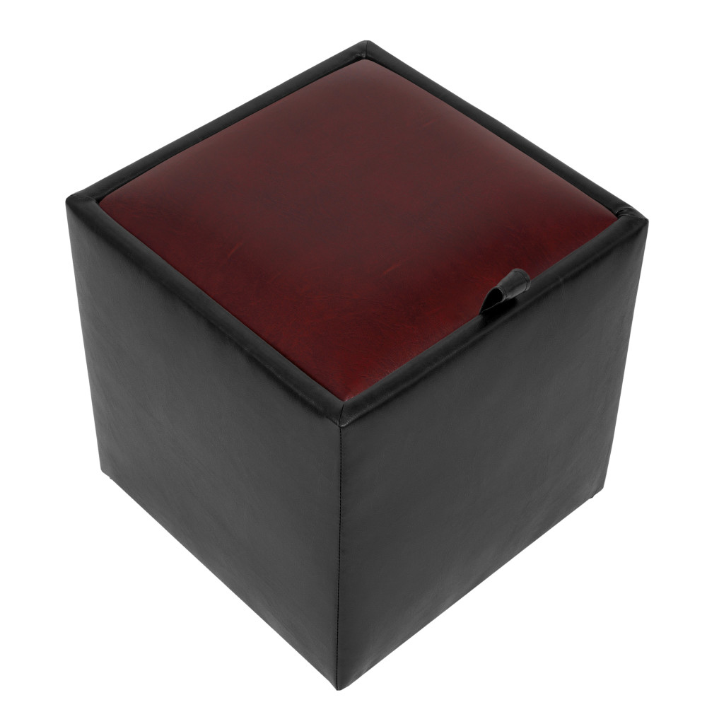 Taburet Box - imitatie piele negru/bordo - 21901/21902 Taburet Box - imitatie piele negru/bordo - 21901/21902