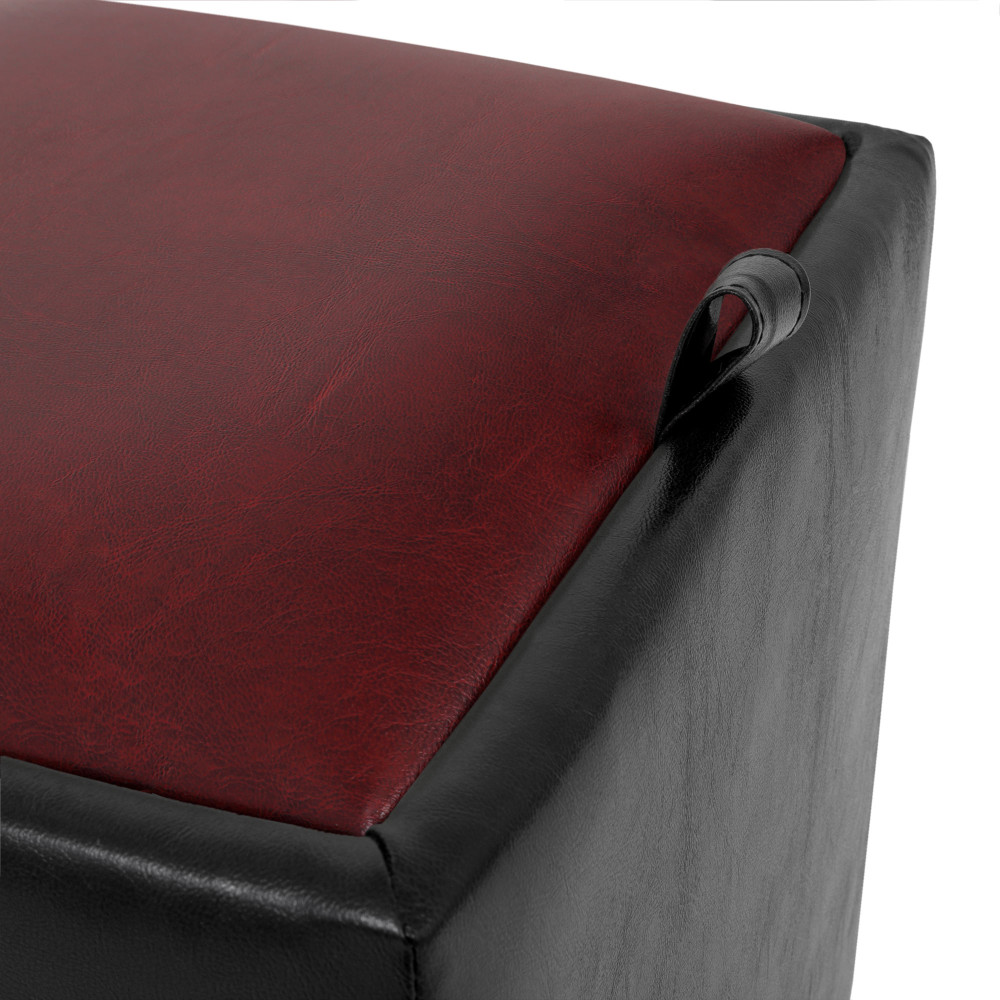 Taburet Box - imitatie piele negru/bordo - 21901/21902 Taburet Box - imitatie piele negru/bordo - 21901/21902