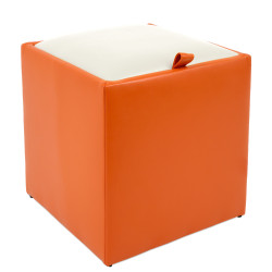 Taburet Box - imitatie piele portocaliu/alb - 21895/21894 Taburet Box - imitatie piele portocaliu/alb - 21895/21894