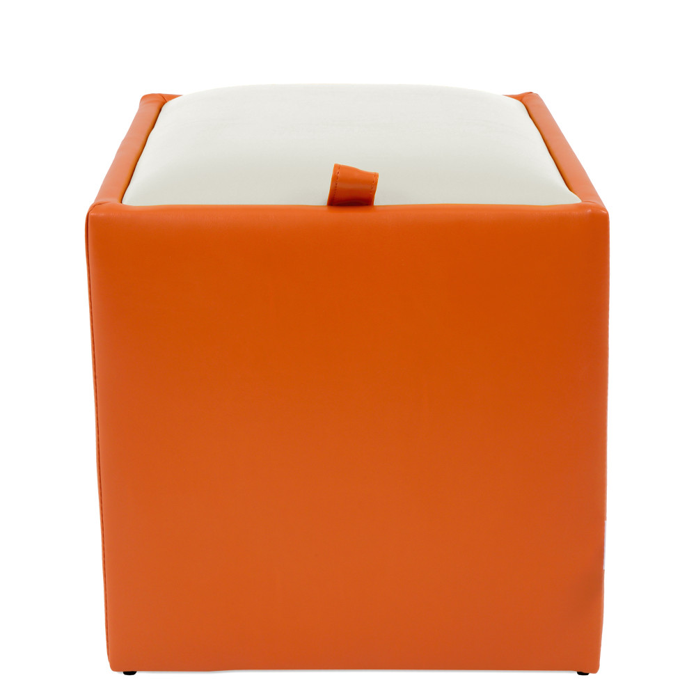 Taburet Box - imitatie piele portocaliu/alb - 21895/21894 Taburet Box - imitatie piele portocaliu/alb - 21895/21894
