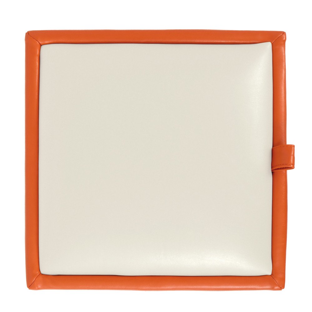 Taburet Box - imitatie piele portocaliu/alb - 21895/21894 Taburet Box - imitatie piele portocaliu/alb - 21895/21894