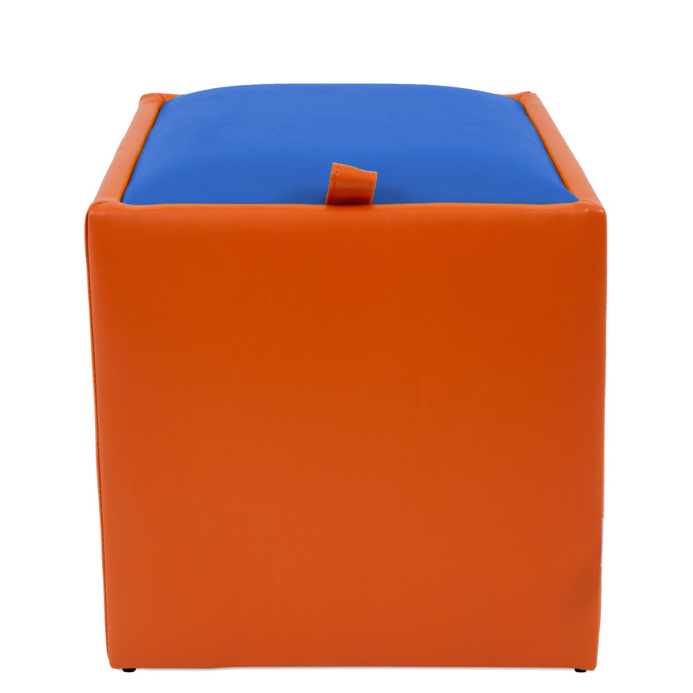 Taburet Box - imitatie piele portocaliu/albastru - 21895/21898 Taburet Box - imitatie piele portocaliu/albastru - 21895/21898