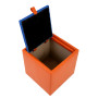 Taburet Box - imitatie piele portocaliu/albastru - 21895/21898 Taburet Box - imitatie piele portocaliu/albastru - 21895/21898