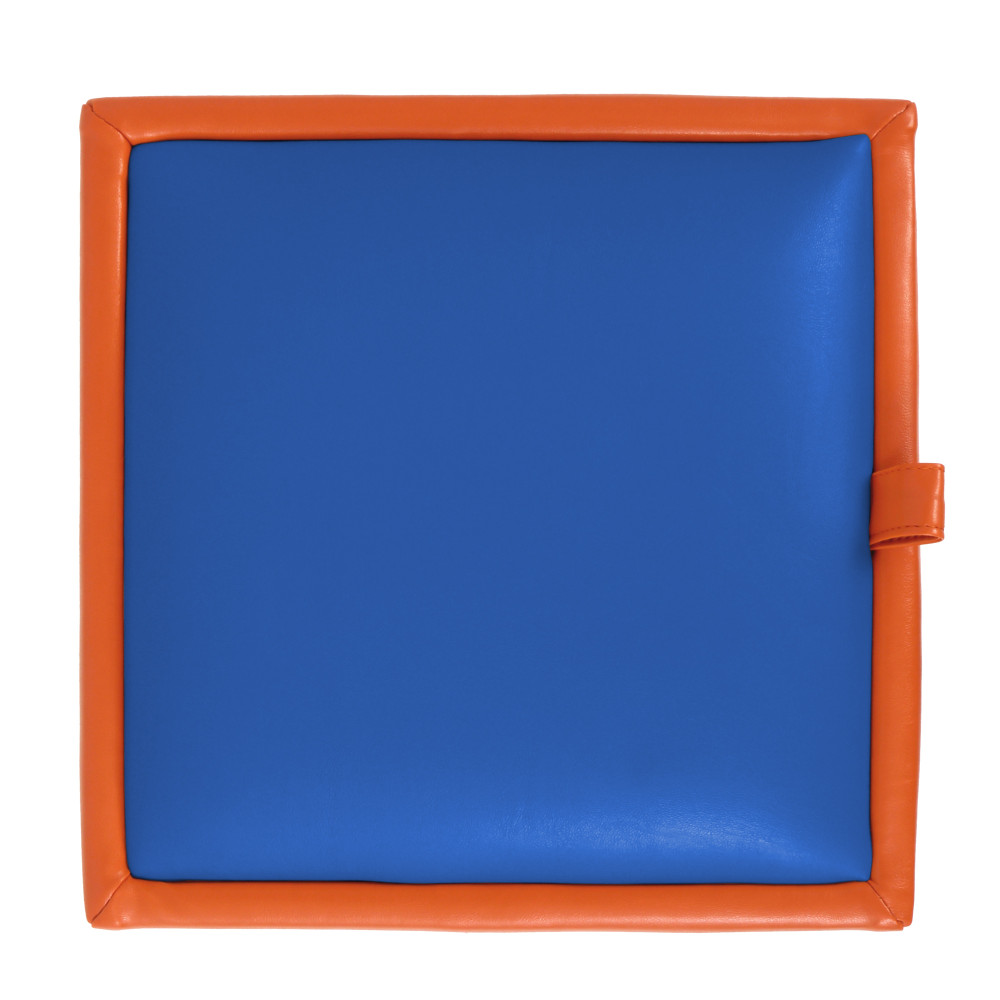Taburet Box - imitatie piele portocaliu/albastru - 21895/21898 Taburet Box - imitatie piele portocaliu/albastru - 21895/21898